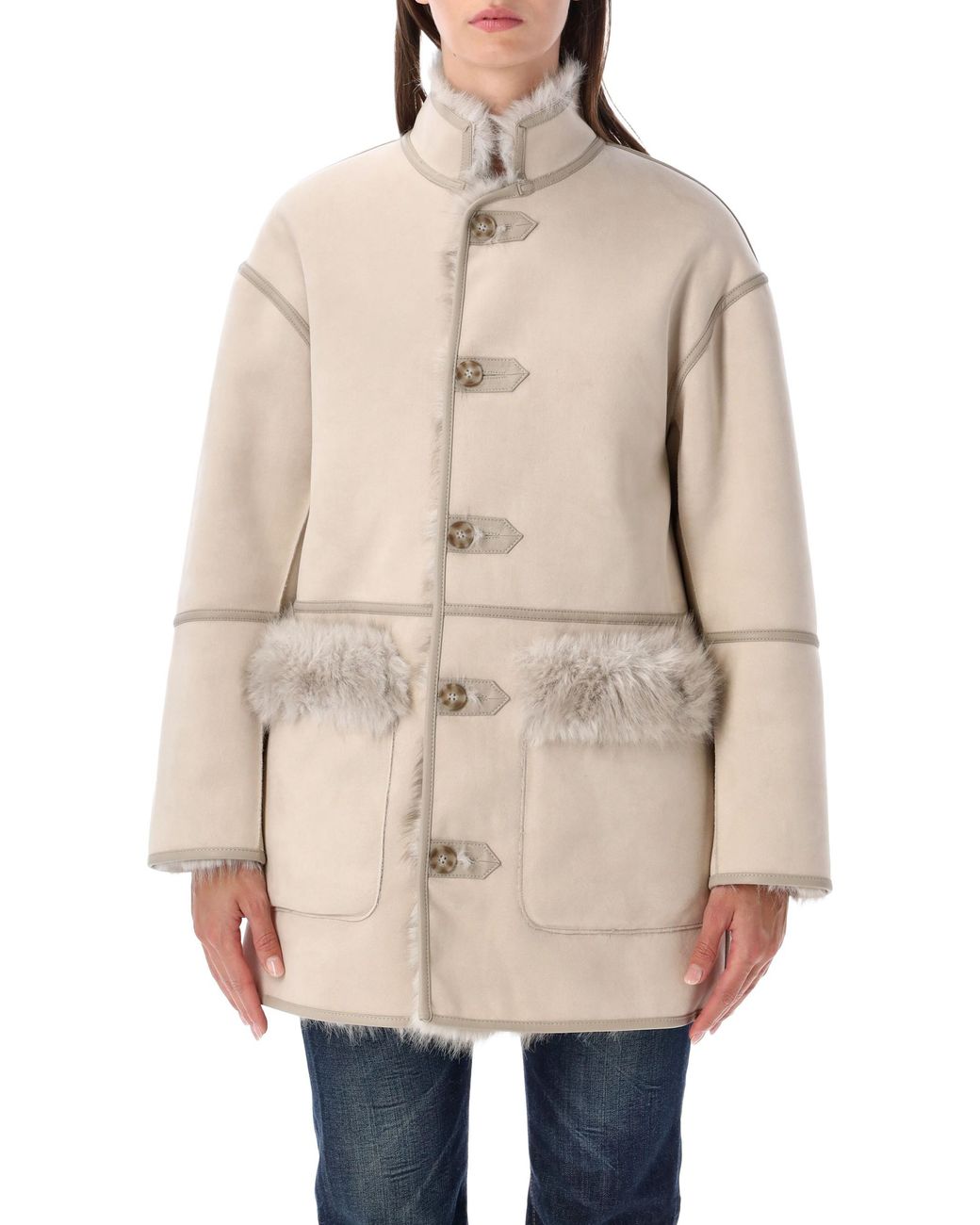 Urbancode Natural Midi Jacket Toscana Faux Fur Reversabel