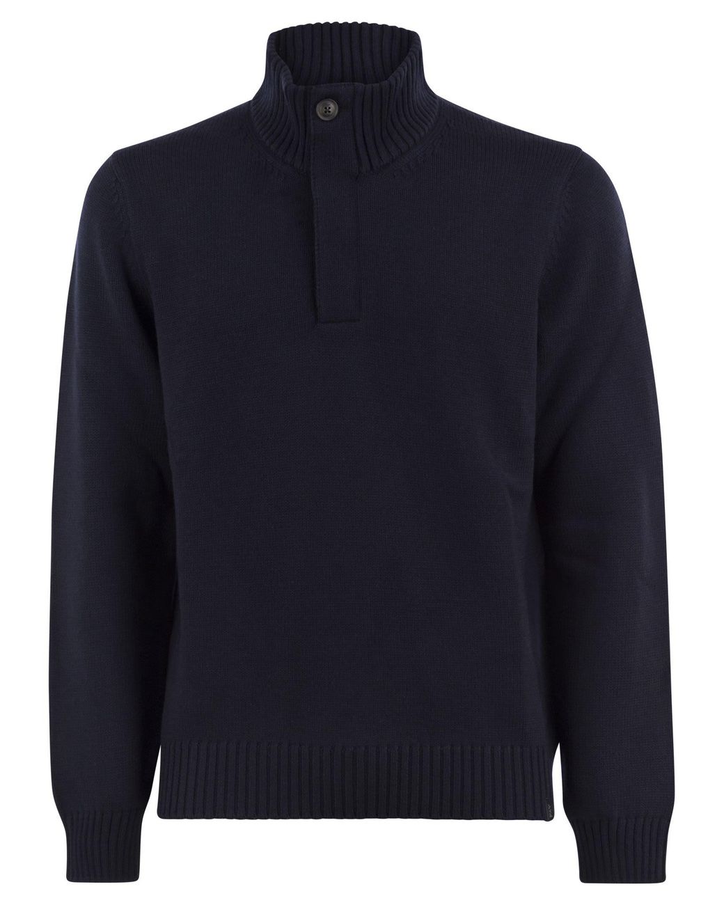 Fay Blue Virgin Wool Jumper With High Neck And Hook Fastening for men