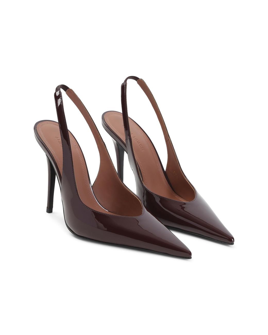 AMINA MUADDI Brown Merlot Anok Patent Slingback