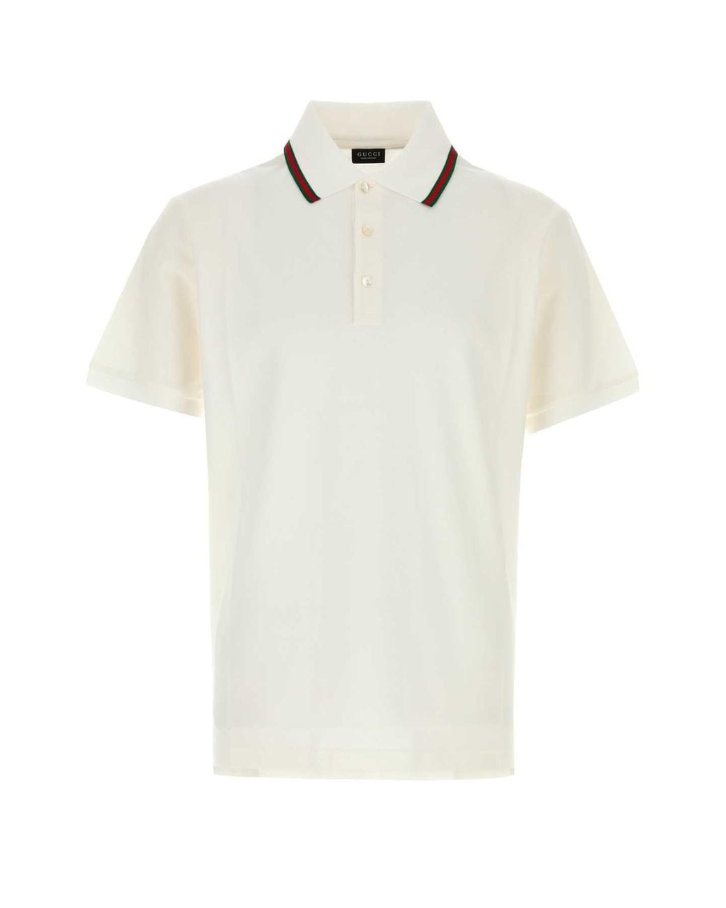 Gucci White Web-Stripe Polo Shirt for men