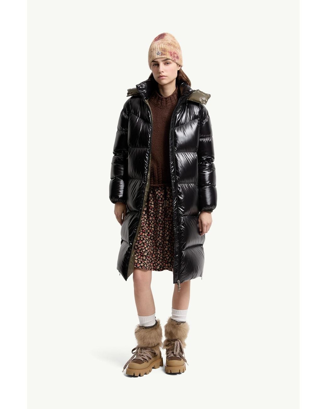 Moncler Black Harfang Hooded Long Down Coat
