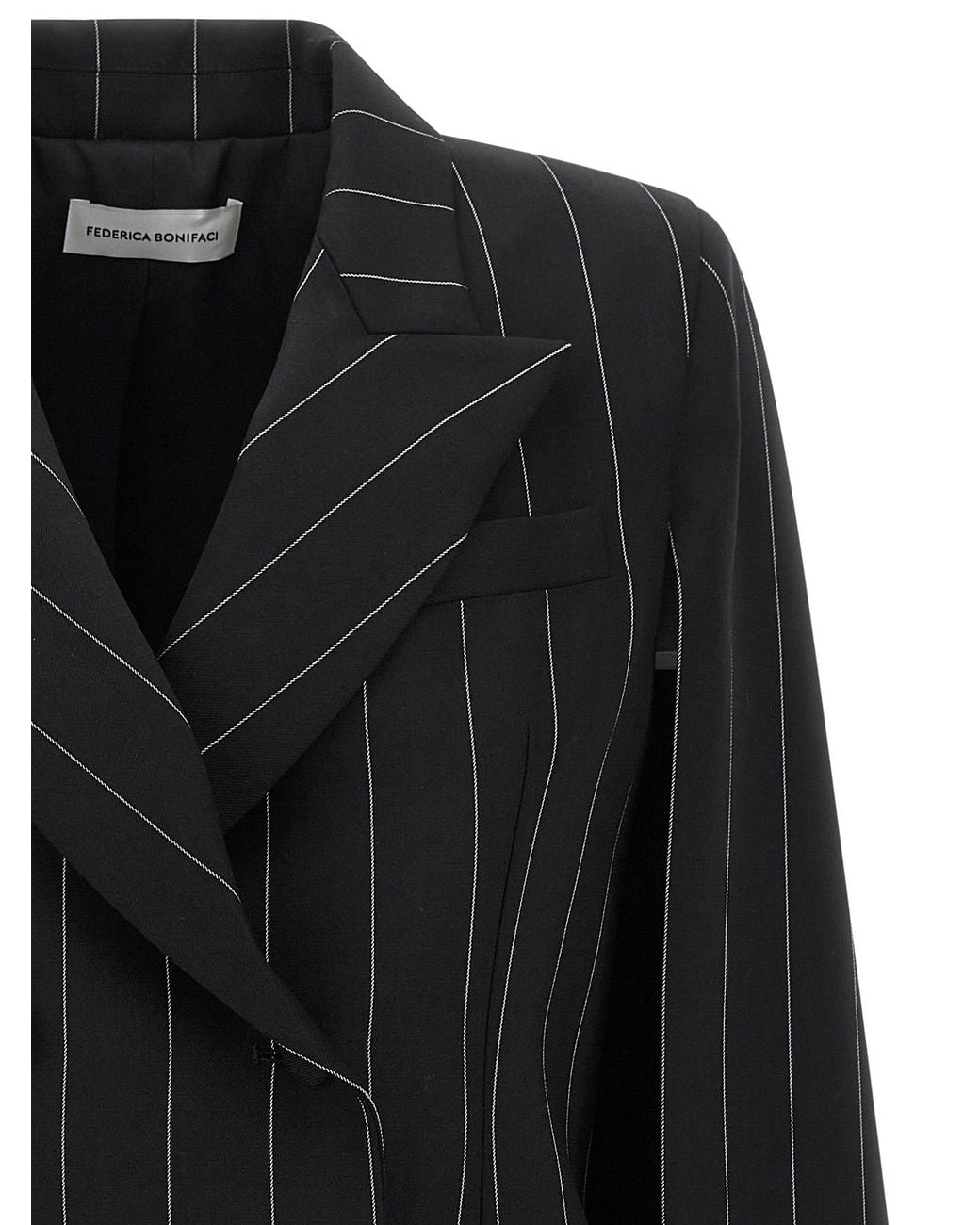 Federica Bonifaci Black Pinstripe 'Tuxedo' Cape