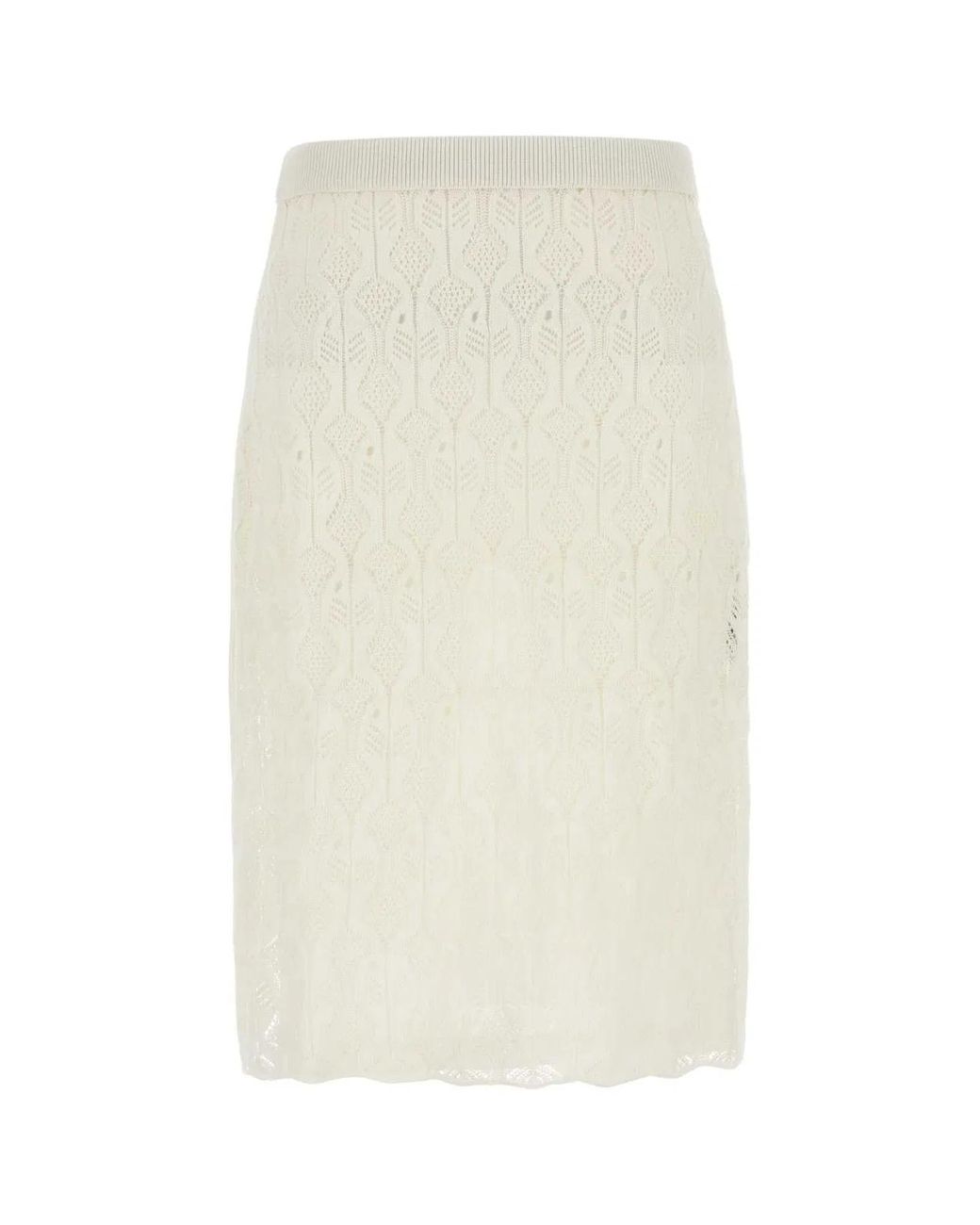 Bottega Veneta White Lace Skirt
