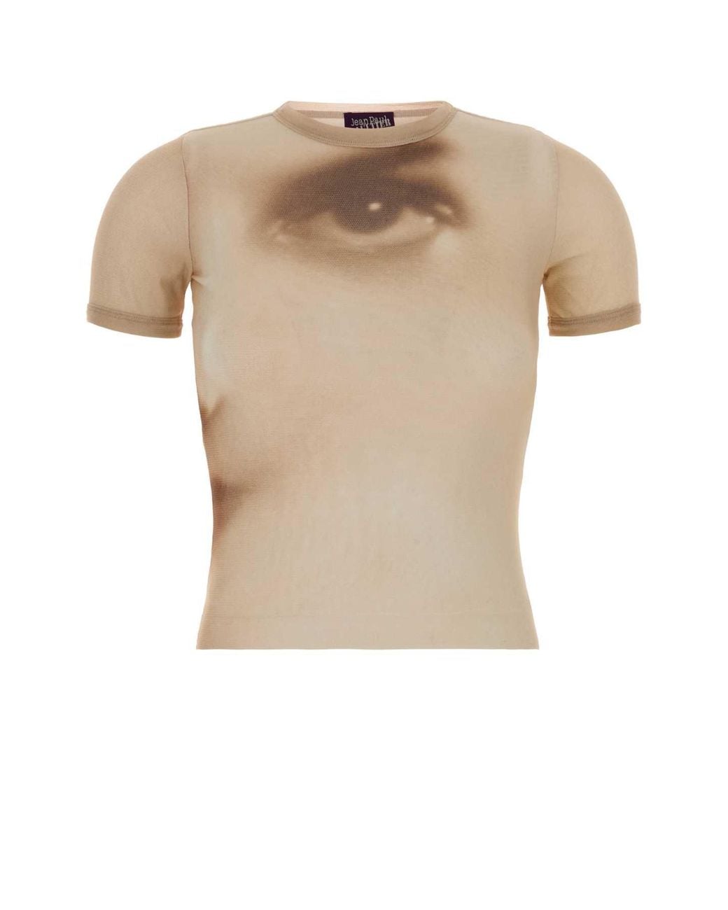 Jean Paul Gaultier White Mesh Baby Tee Printed Face Mini Top