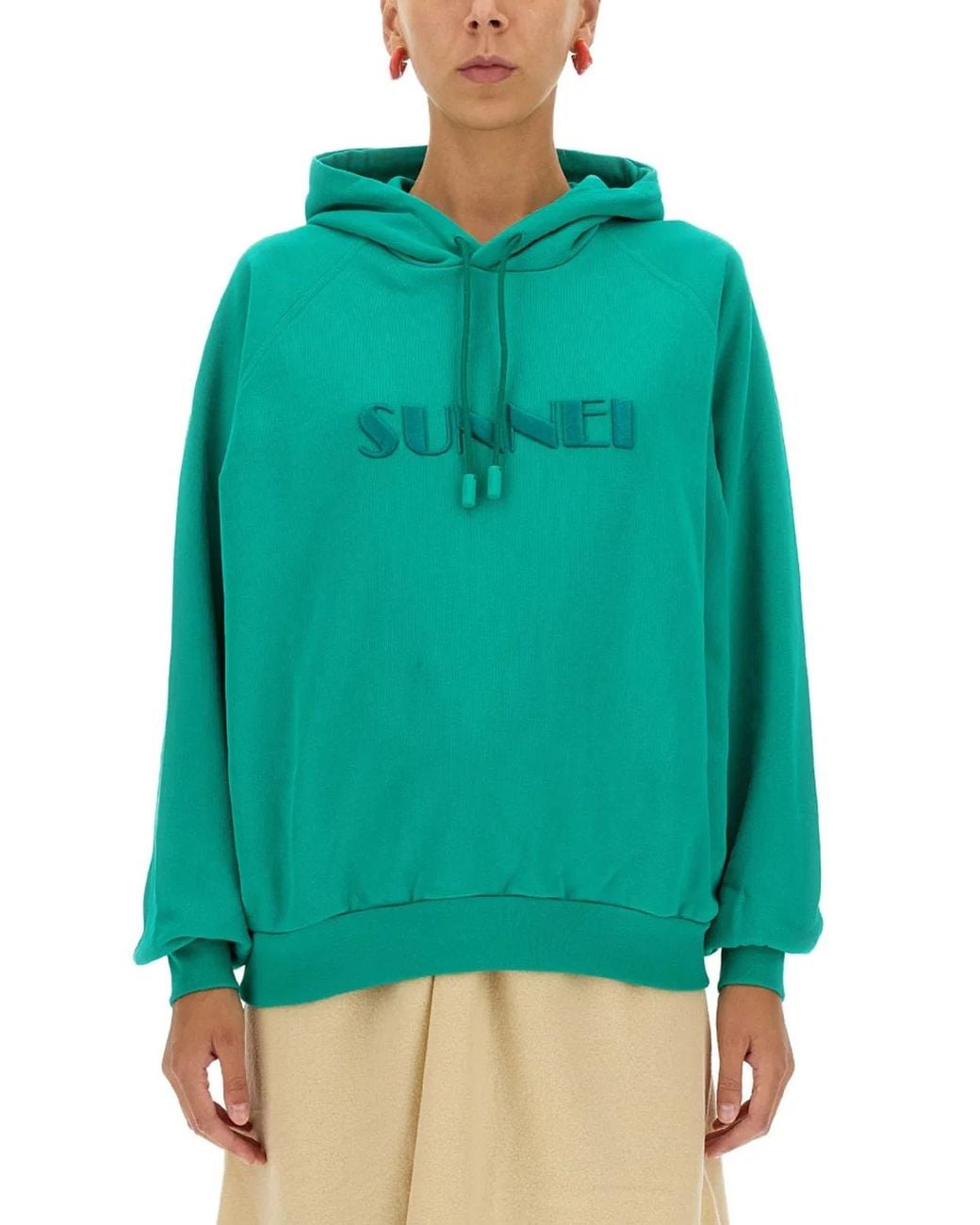 Sunnei Green Sweatshirt With Logo