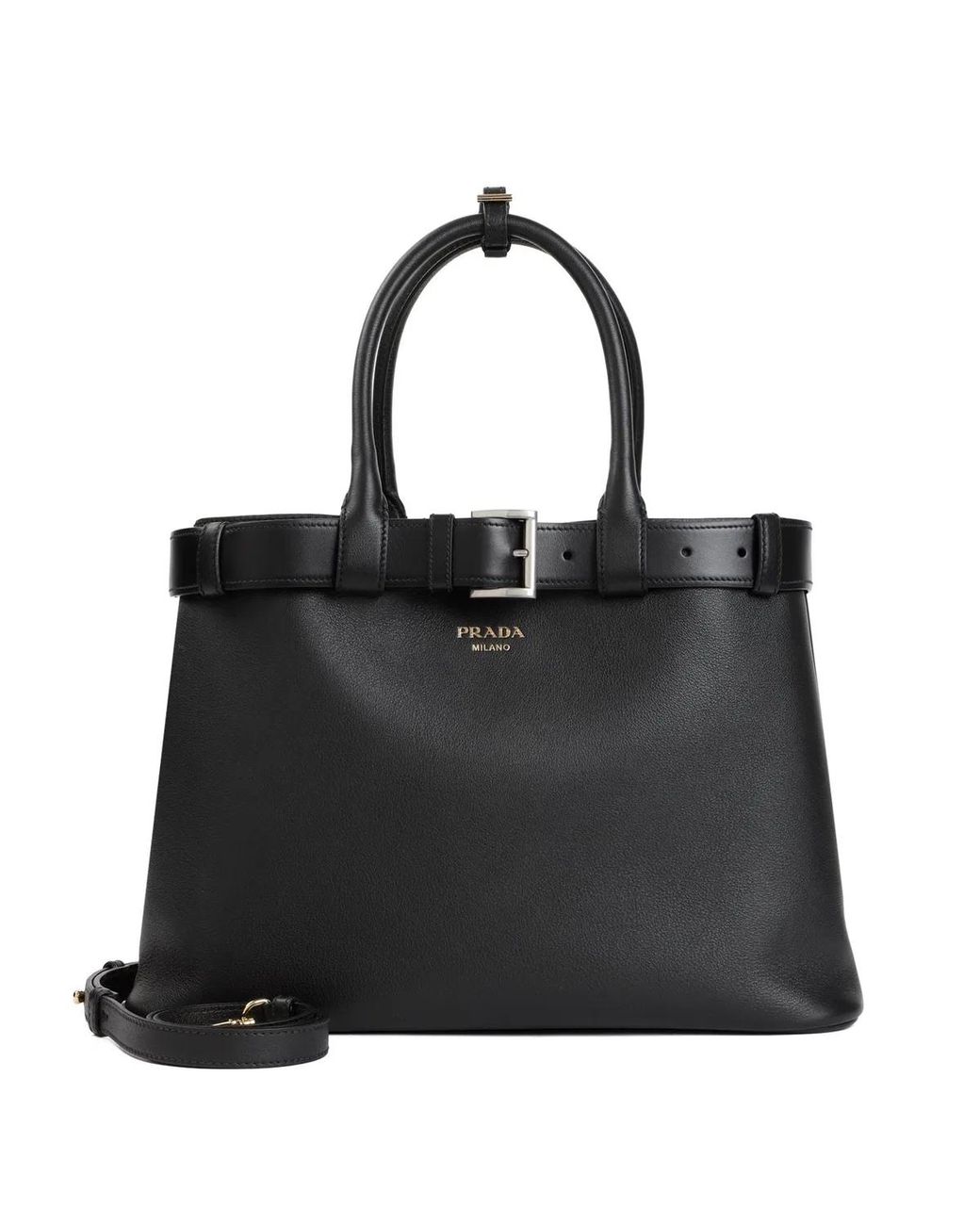 Prada Black Buckle Leather Bag