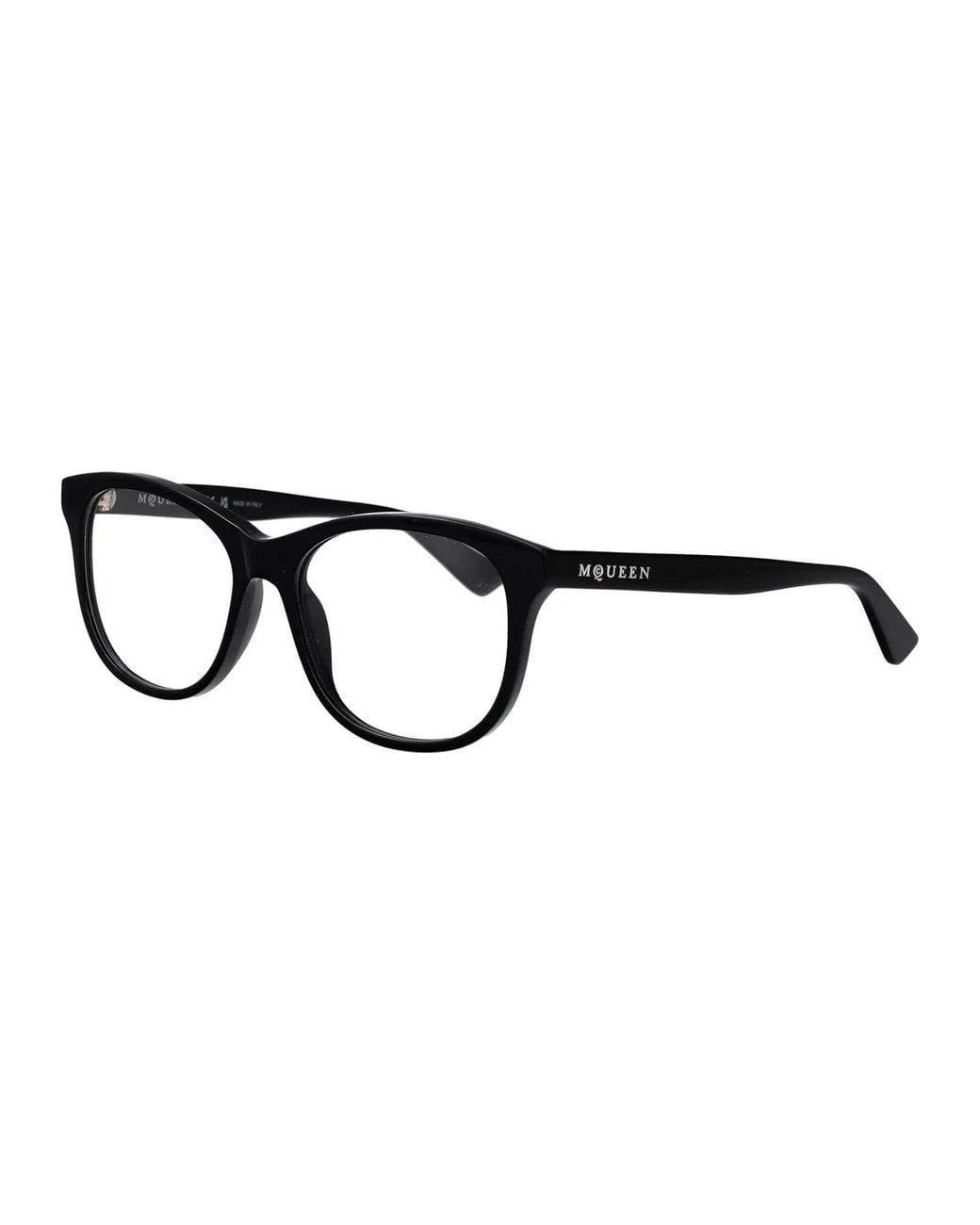 McQueen Black Transparent Acetate Glasses