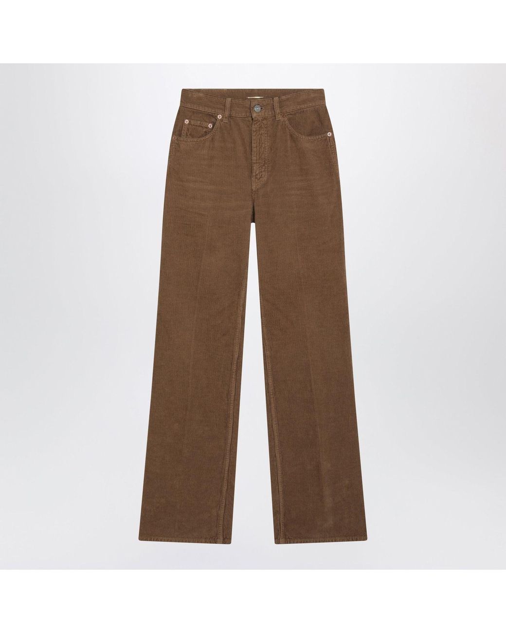 Saint Laurent Brown 1970S Fall Leaf Corduroy Trousers