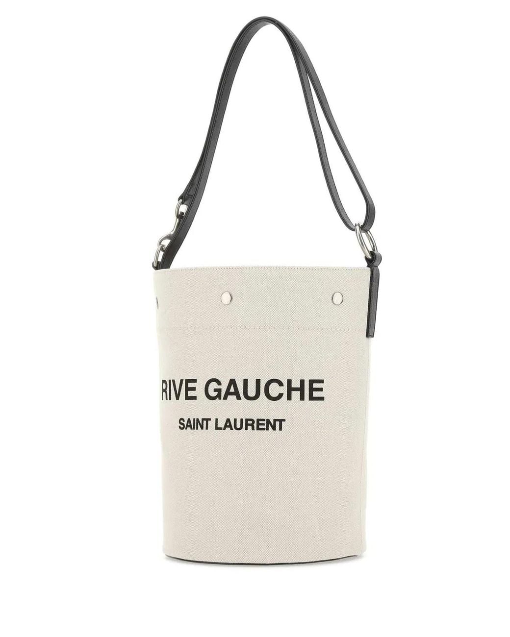 Saint Laurent White Ivory Canvas Rive Gauche Bucket Bag for men