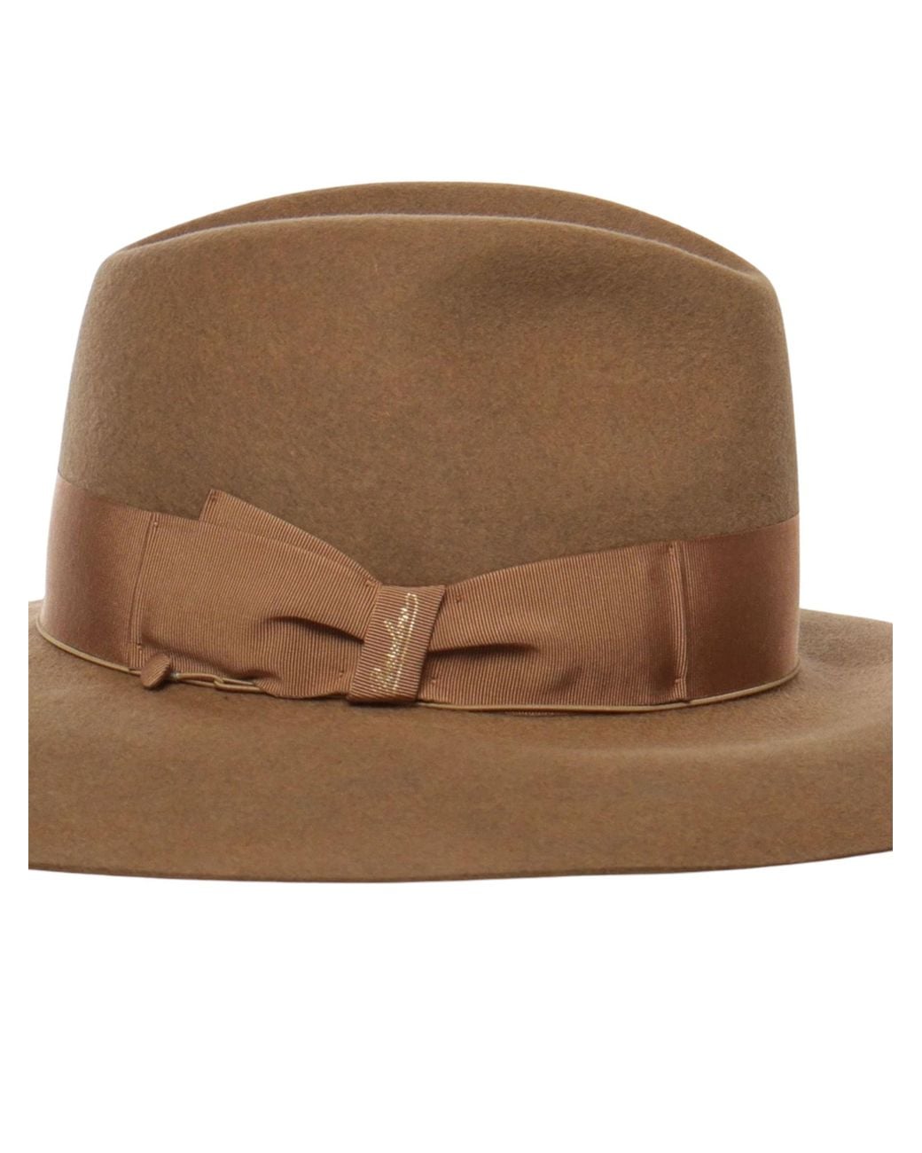 Borsalino Brown Wide-Brim Ribbon Hat