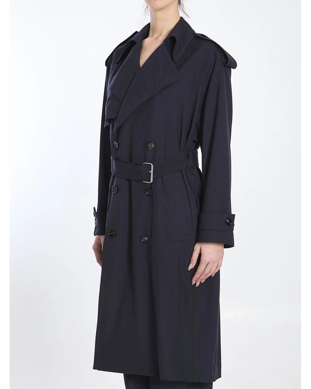 Bottega Veneta Blue Fine Wool Trench Coat