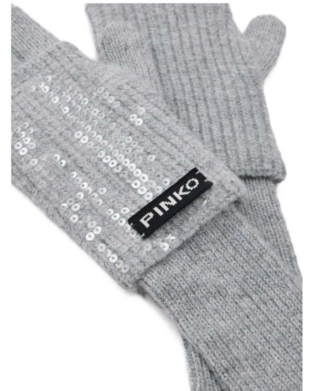 Pinko Gray Polyester Gloves
