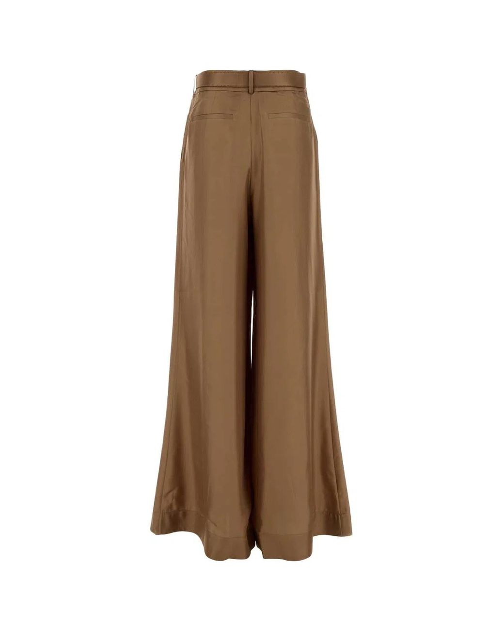 Zimmermann Natural Camel Satin Wide-Leg Pant