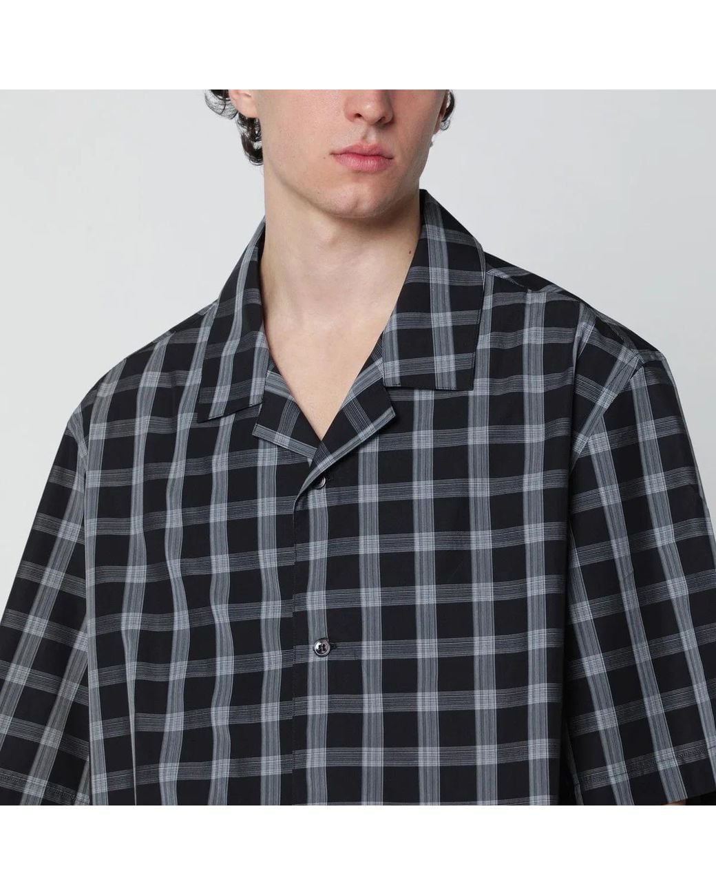 Studio Nicholson Black Kline Shirt Check Pattern for men
