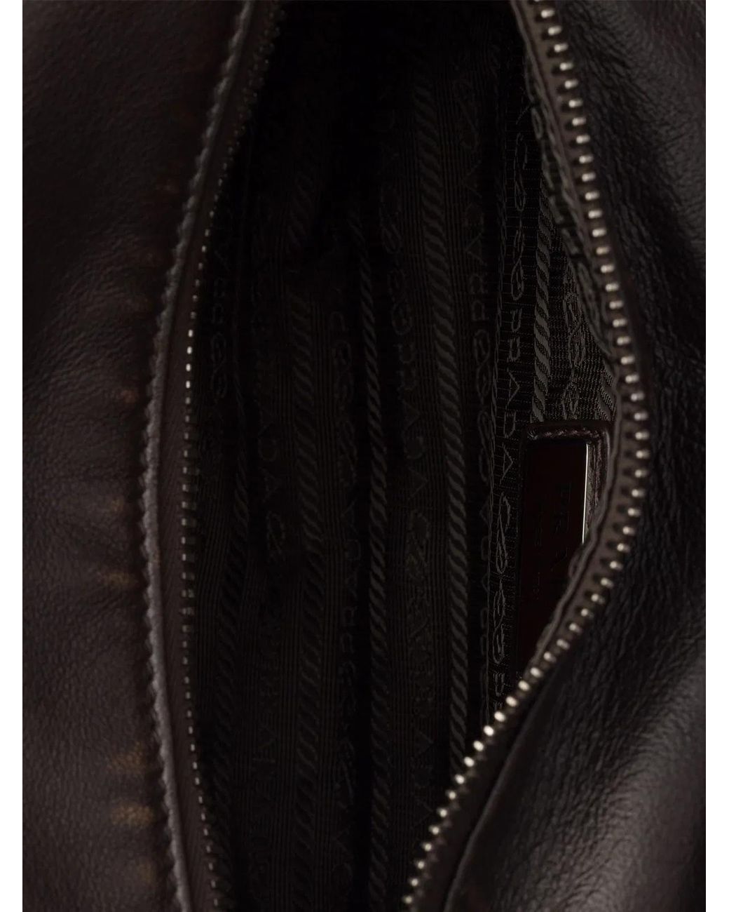 Prada Black Dark Brown Nappa Leather Crossbody Bag for men