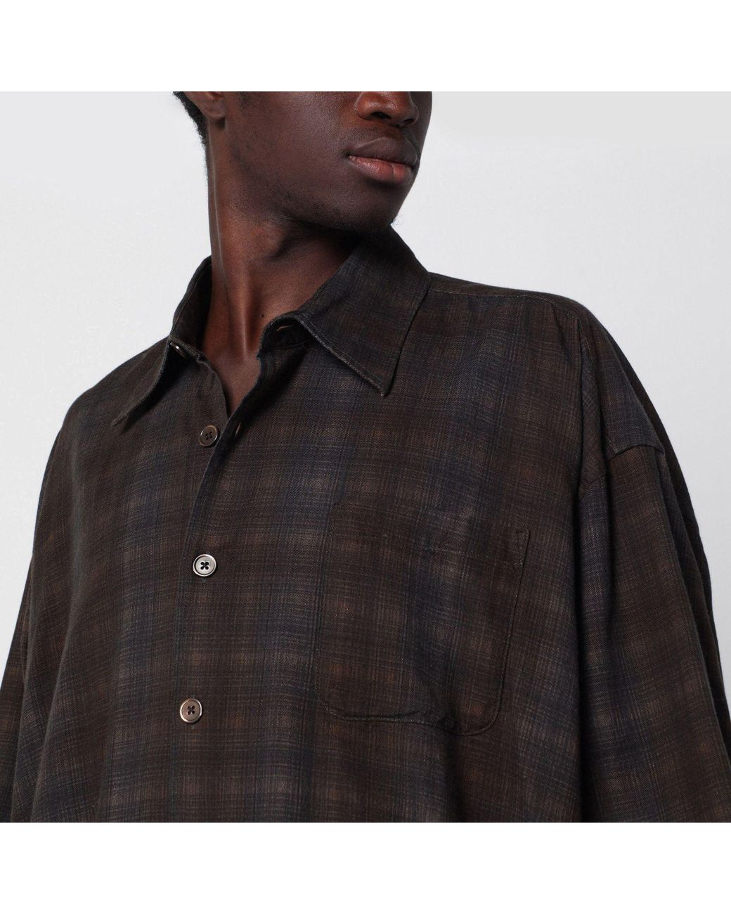 Our Legacy Black Borrowed Checked Cotton Shirt for men