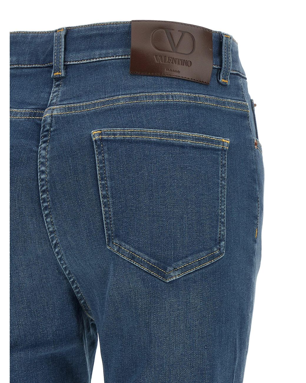 Valentino Garavani Blue Lamb Fur High-Waisted Jean