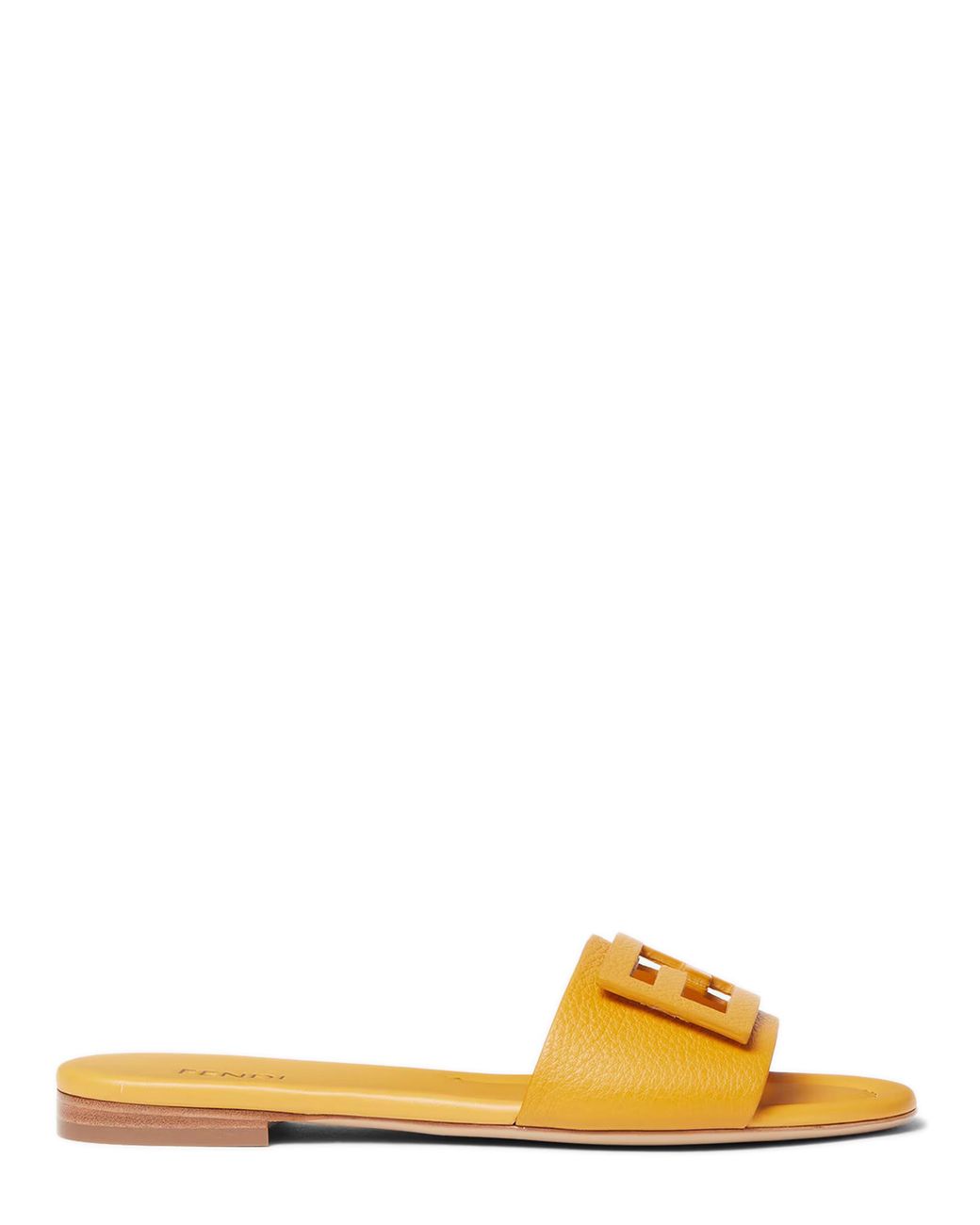 Fendi Yellow Leather Baguette Slides