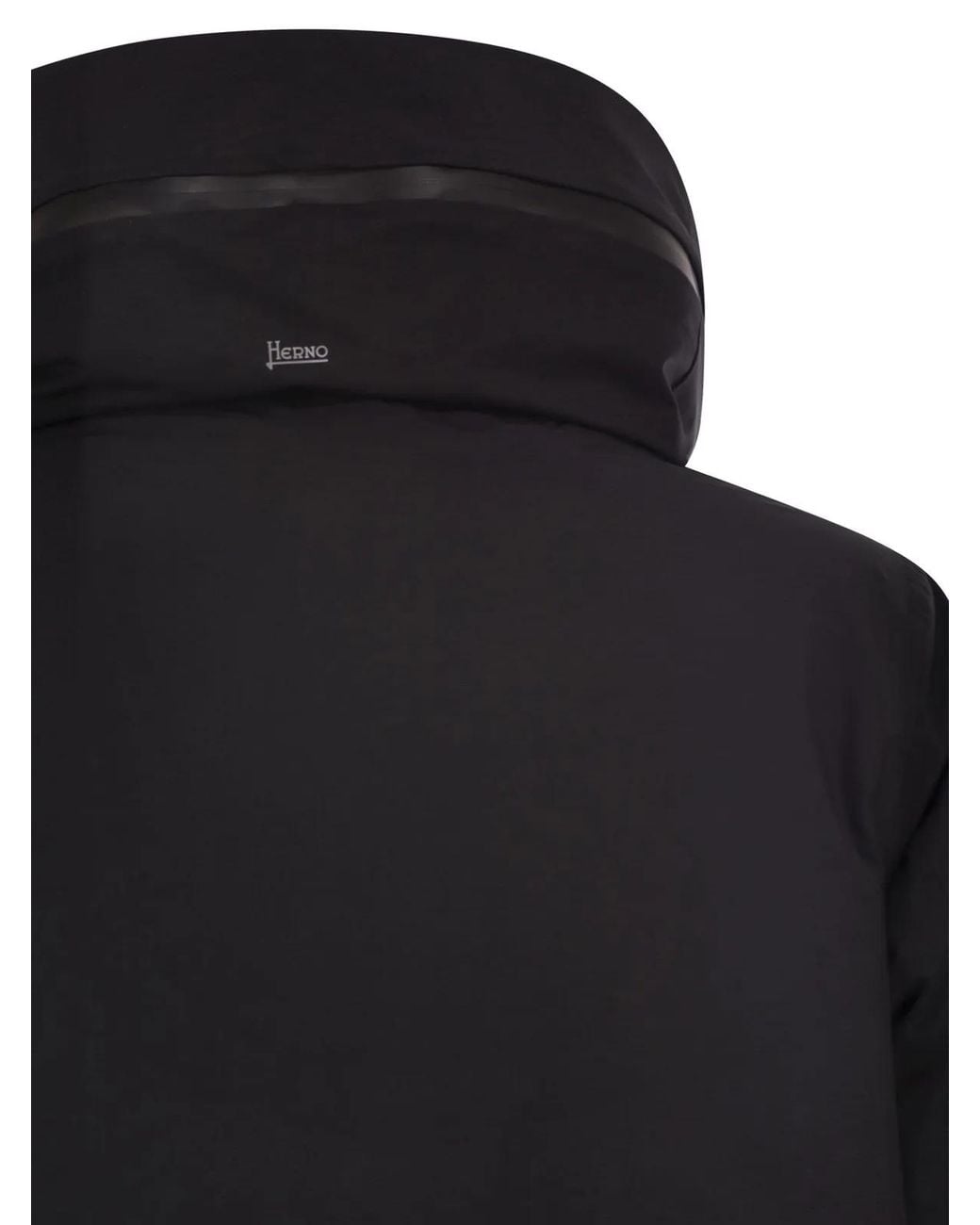 Herno Black A-Shaped Down Jacket With Hood, 2 Layers