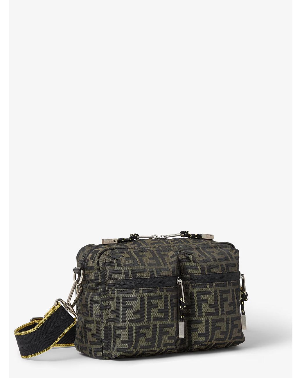 Fendi Black Super Light Ff Zucca Fabric Camera Case for men