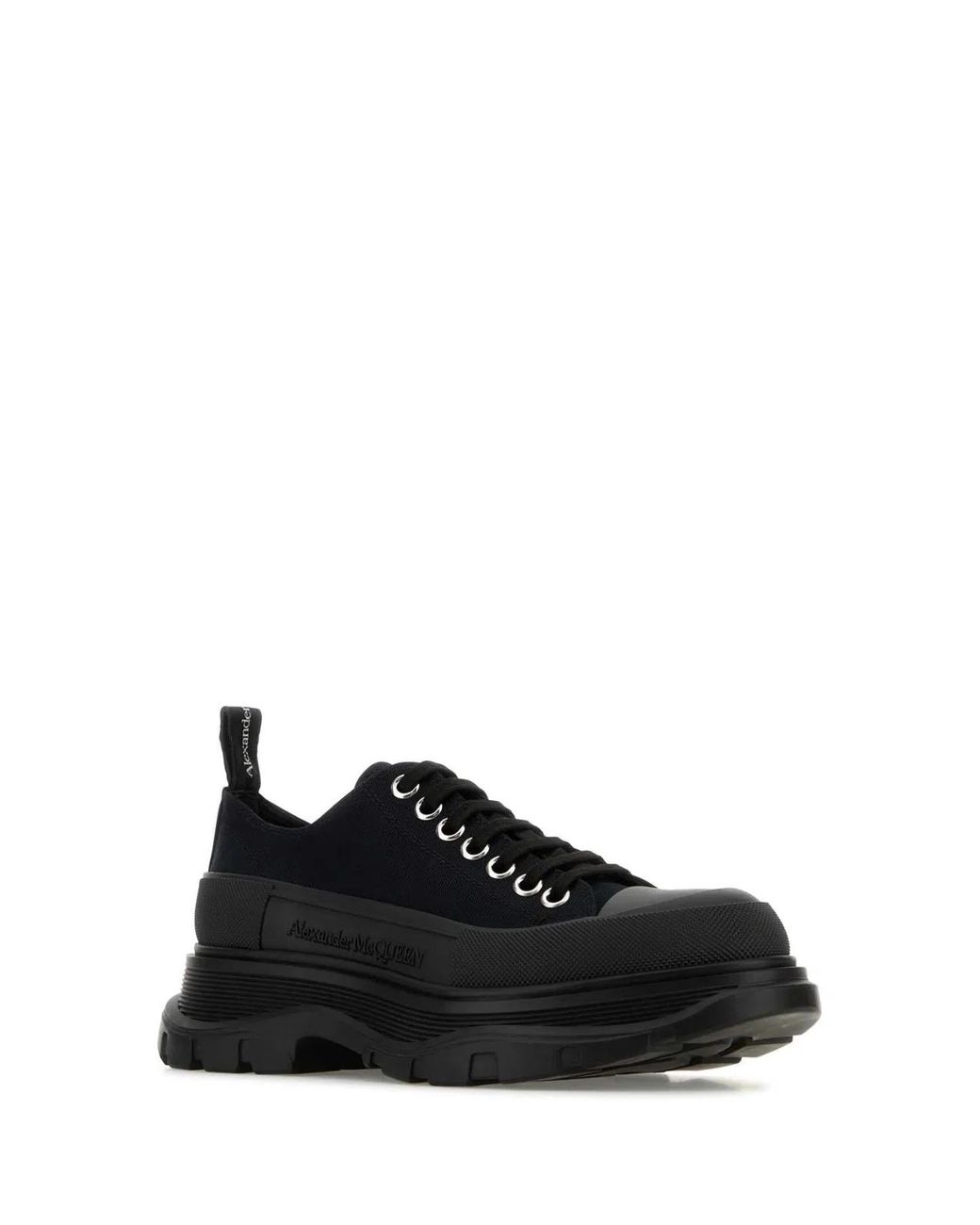 McQueen Black Canvas Tread Slick Sneakers