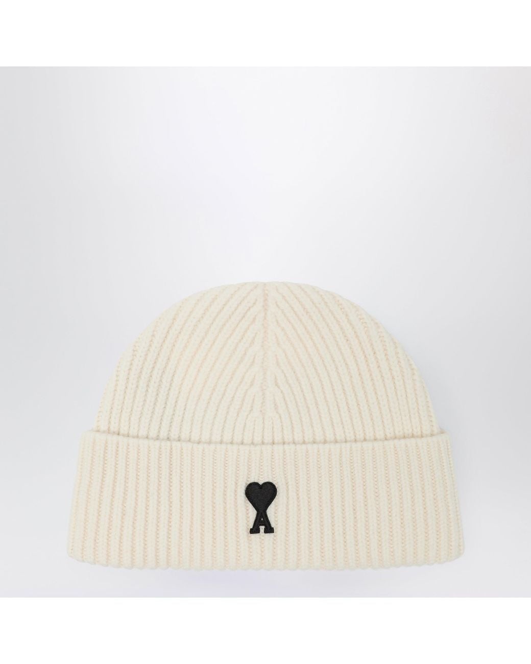 AMI Natural Wool Ami De Coeur Beanie for men