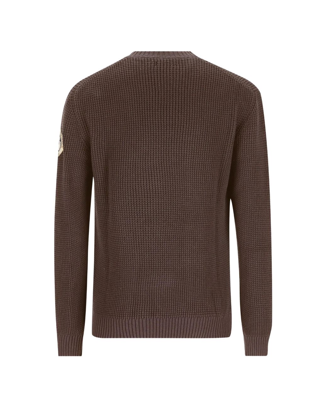 Napapijri Brown Archive Logo-Patch Waffle-Knit Sweater for men