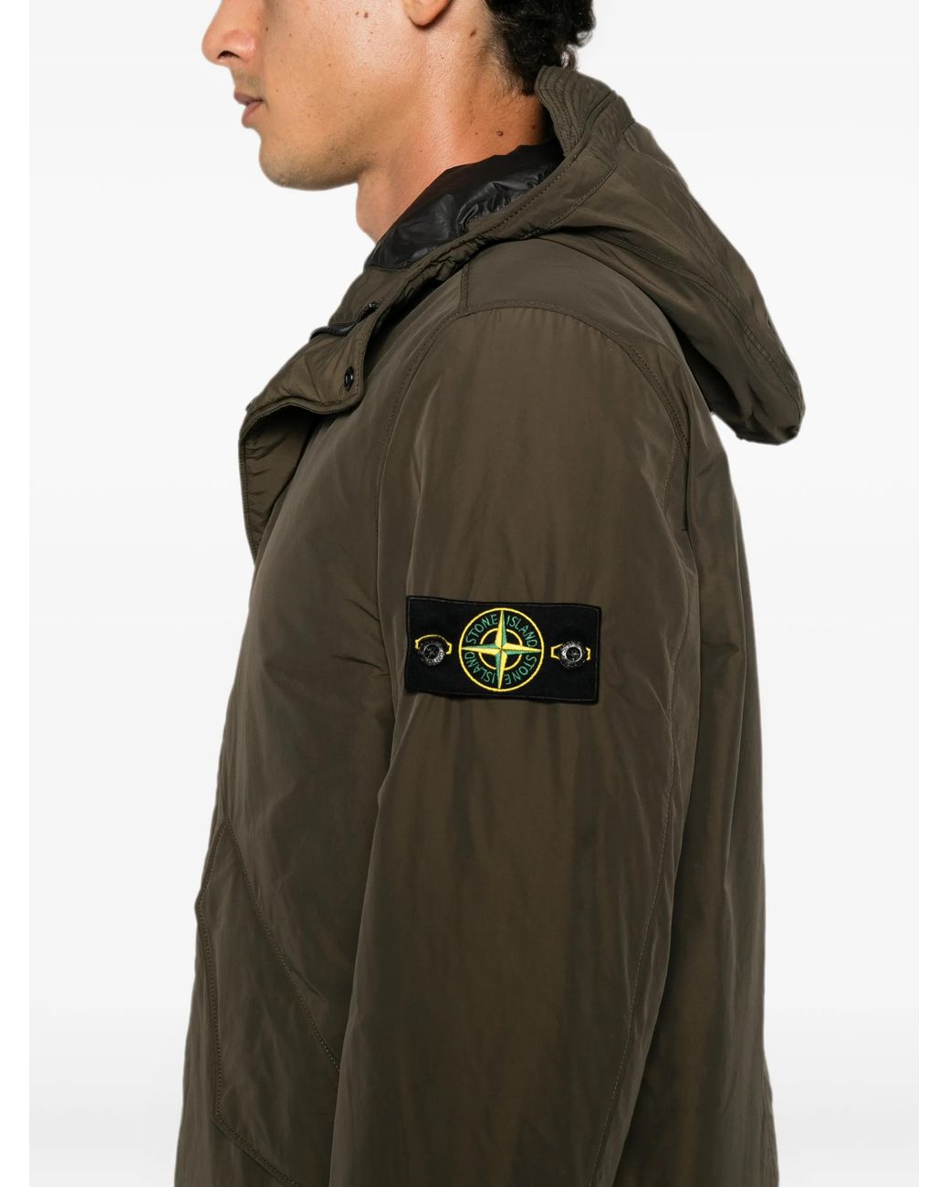 Stone Island Brown Micro Reps Hooded Down Jacket for men