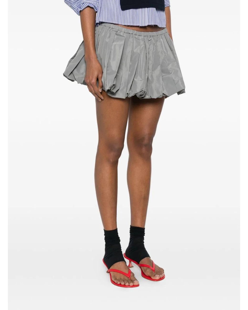 Miu Miu Gray Sleeveless Cotton Poplin Shirt