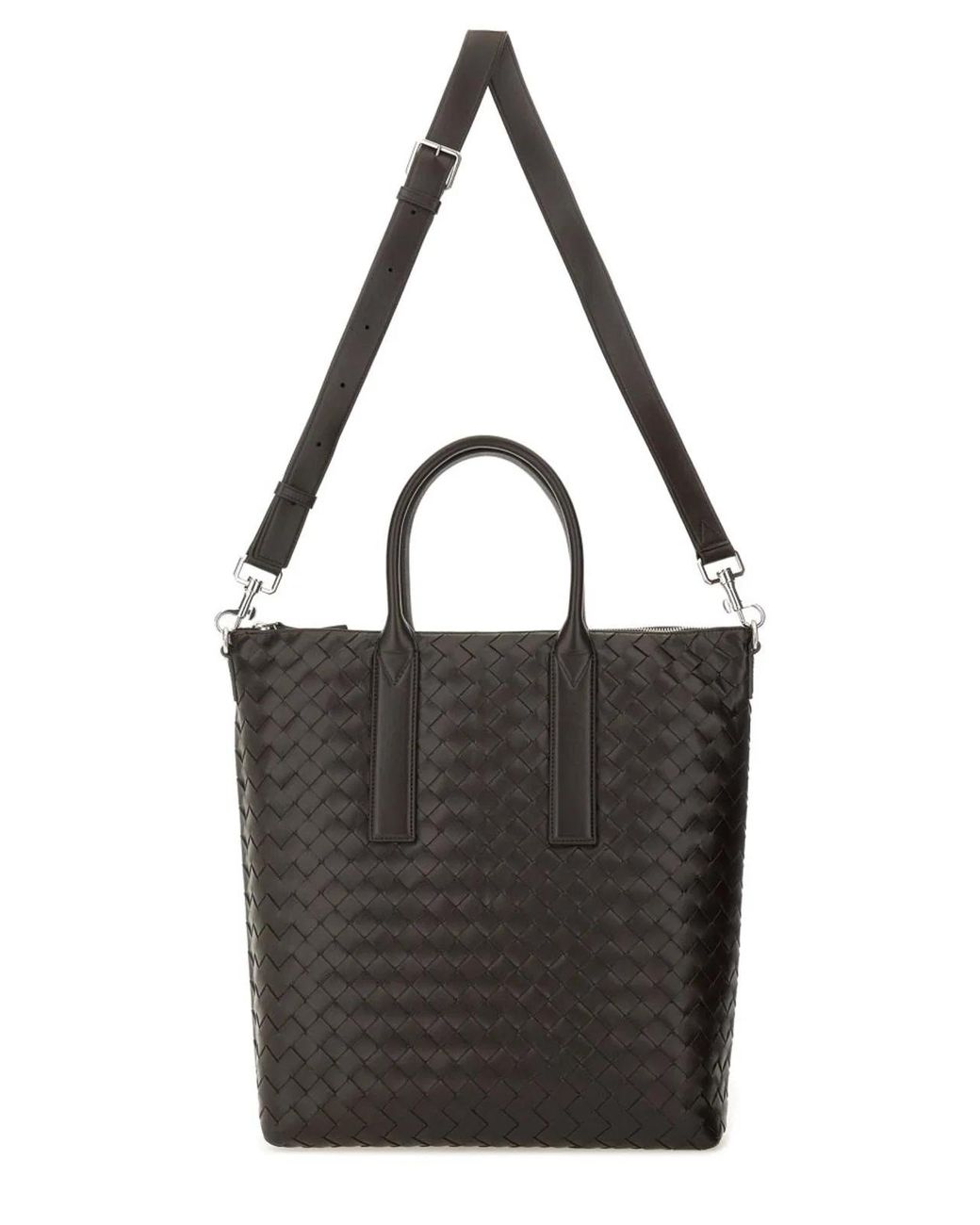 Bottega Veneta Black Intrecciato Zipped North-South Tote for men