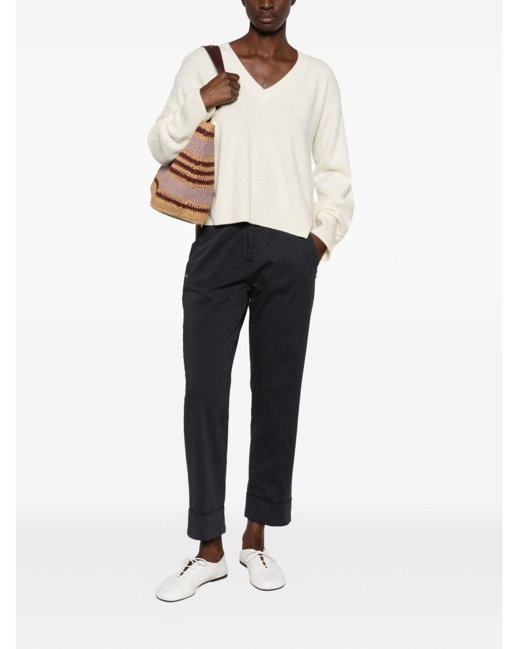 C.t. Plage Natural Wool V-Necked Jumper
