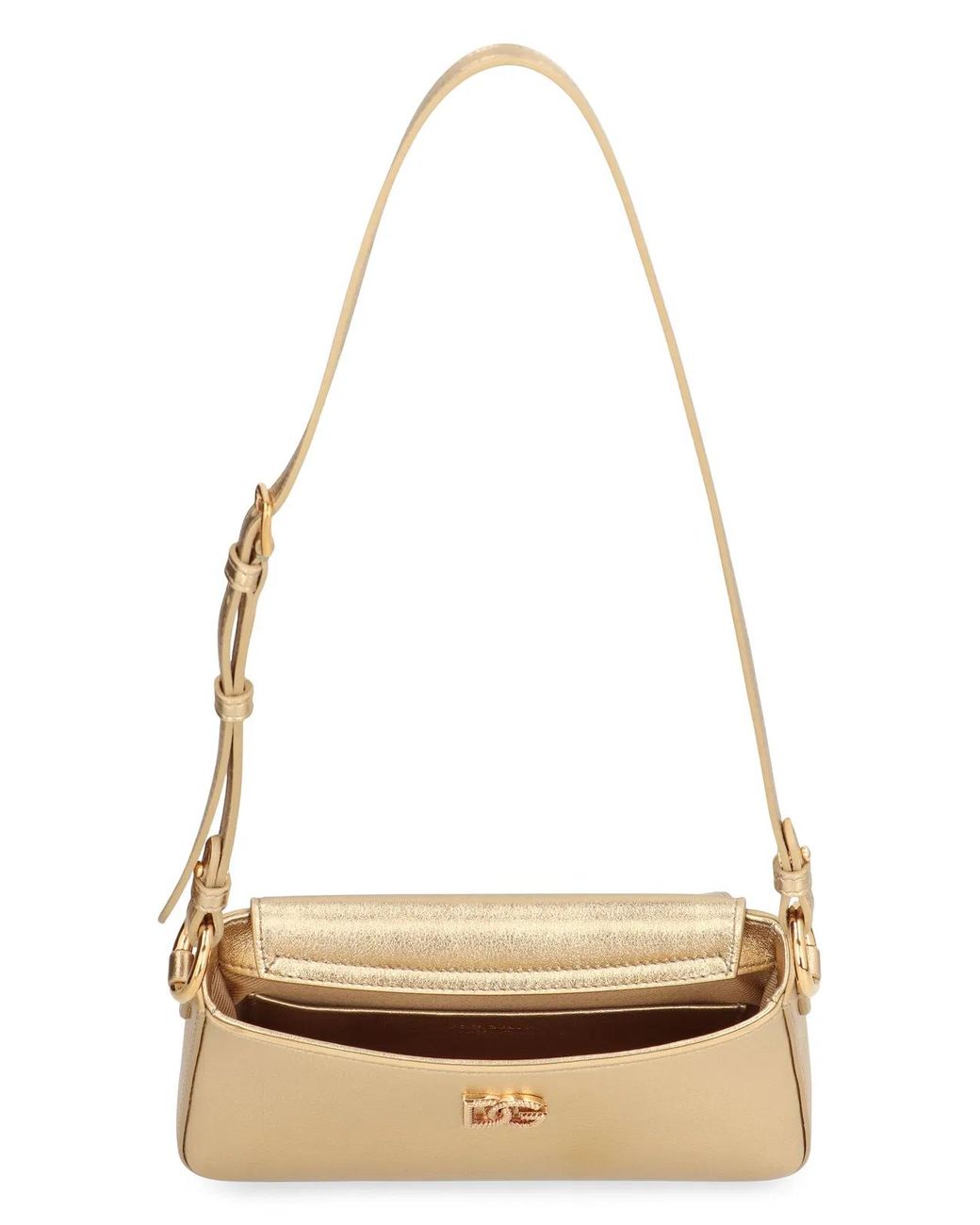 Dolce & Gabbana Natural Dolce & Gabbana Laminate Leather Shoulder Bag
