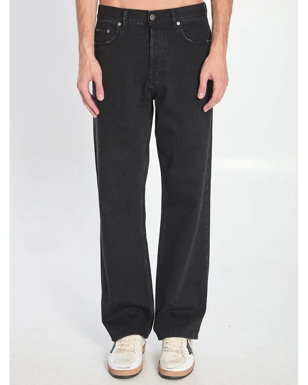 Golden Goose Deluxe Brand Black "Golden M's" Pant Skate Loose One Wash Lived for men