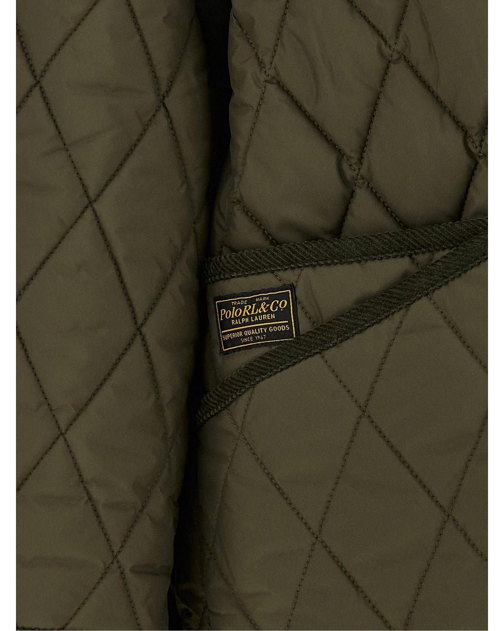 Polo Ralph Lauren Green Quilted Padded Jacket With Embroidery