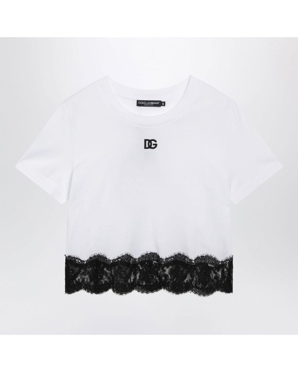 Dolce & Gabbana White Dolce & Gabbana Jersey Tshirt With Lace