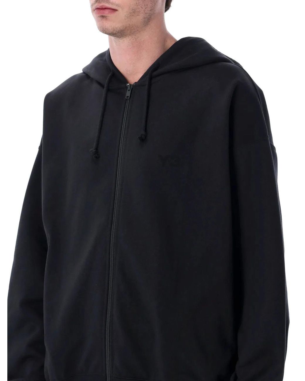 Y-3 Black Brushed Terry Zip Hoodie for men