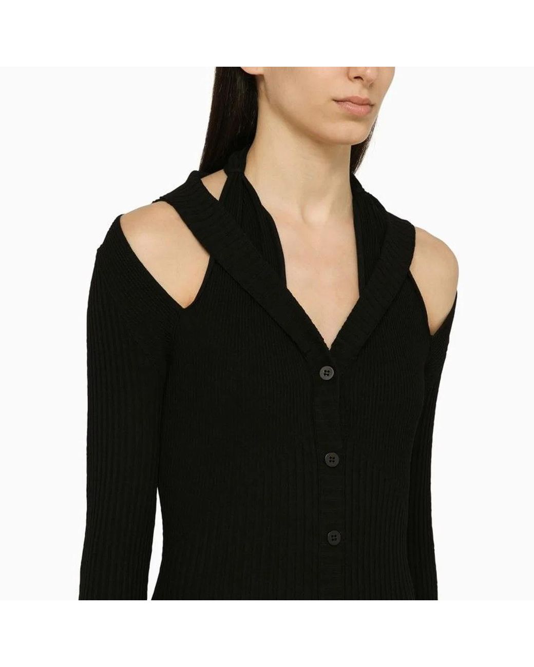 ANDREADAMO Black Andreadamo Ribbed Mini Dress With Cut-Out