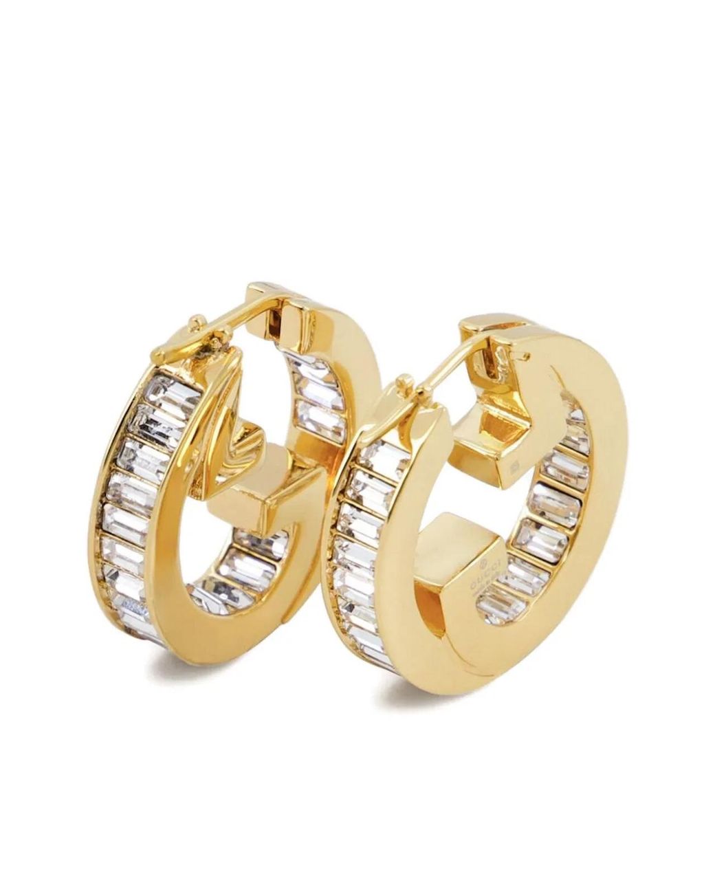 Gucci Black Hoop Earrings With Crystals