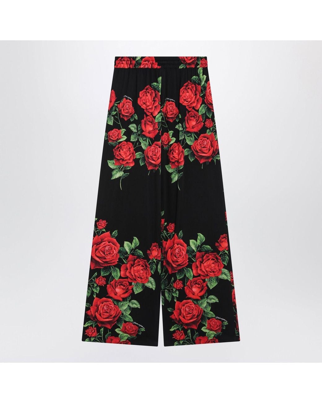 Dolce & Gabbana Red Dolce & Gabbana Silk Trousers With Floral Print