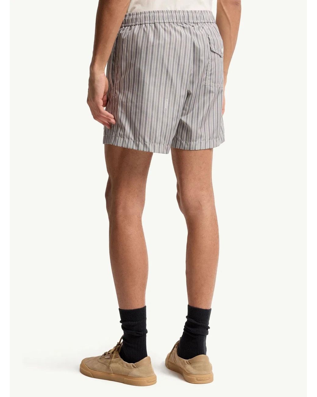 Moncler Gray Striped Swim Shorts for men