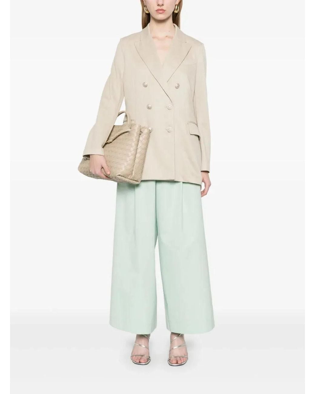 Circolo 1901 Natural Linen And Cotton Double-Breasted Jacket