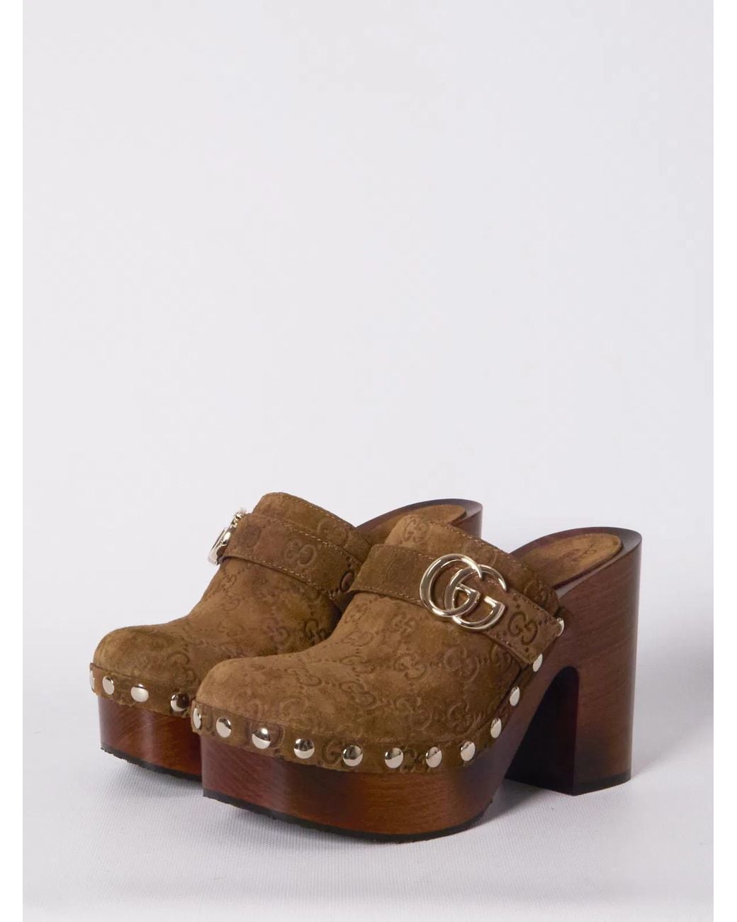 Gucci Brown Double G Platform Clog