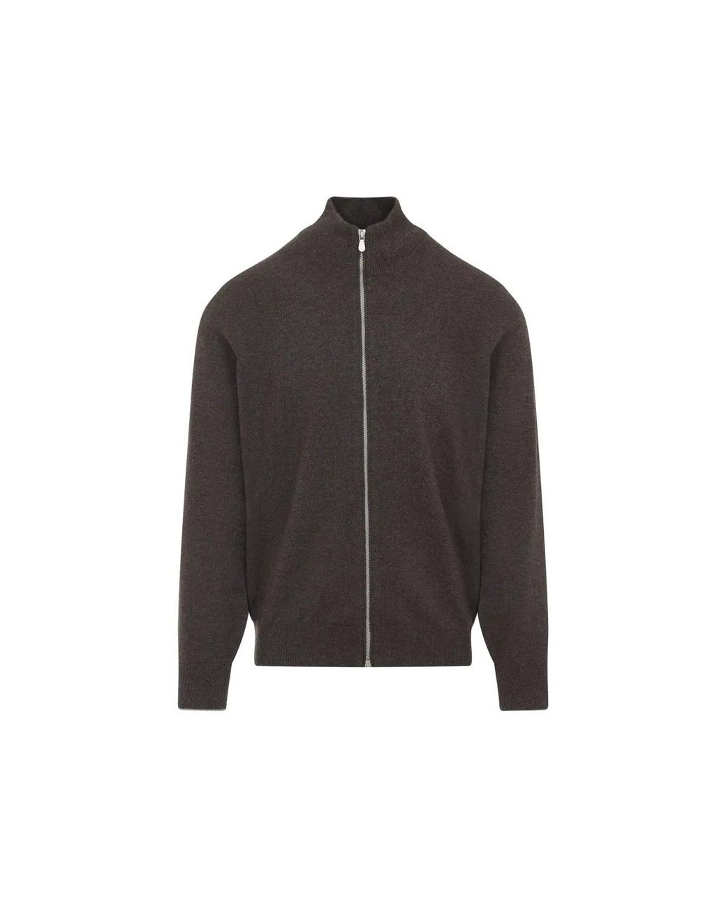 Brunello Cucinelli Black High-Necked Cashmere Cardigan With Zip for men