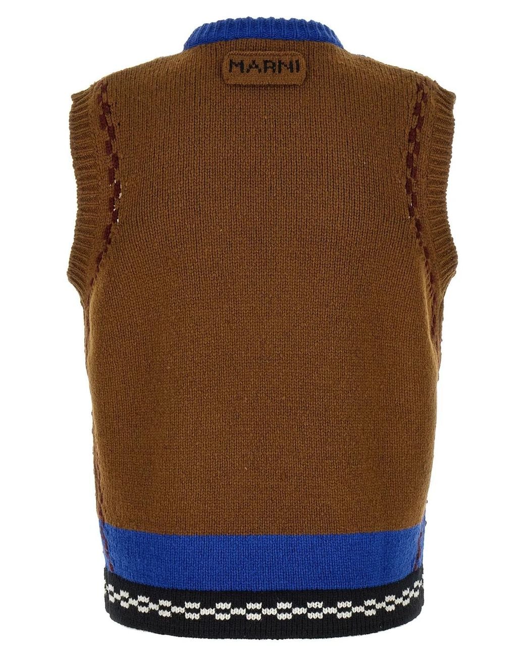 Marni Blue M-Shaped Intarsia Vest for men