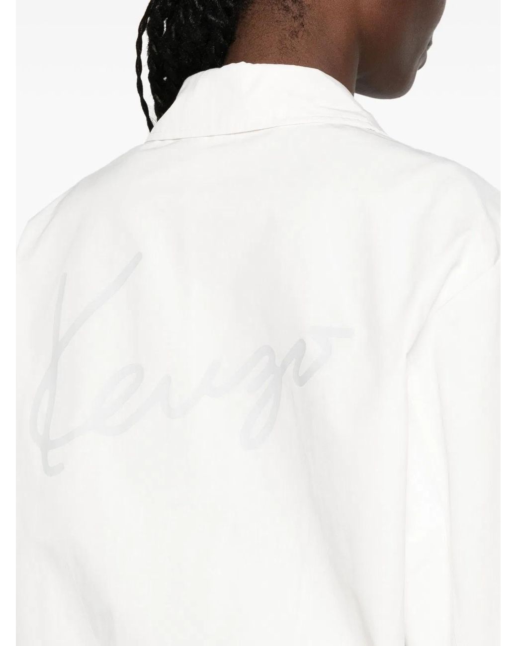 KENZO White Signature Embroidered Zip-Up Jacket