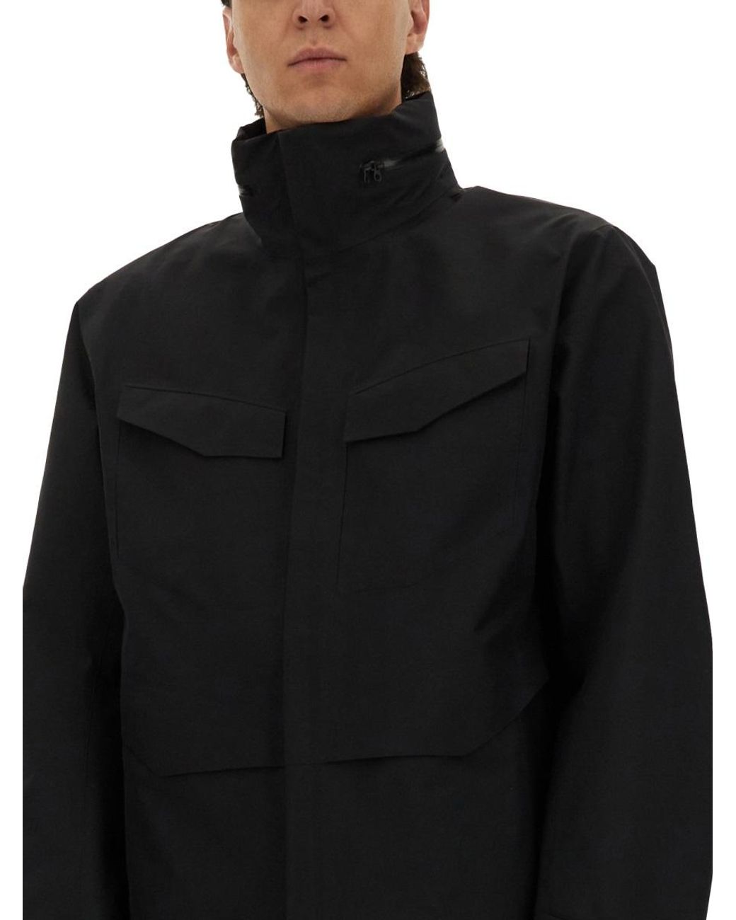 Veilance Black Giacca Con Cappuccio Ripiegabile for men