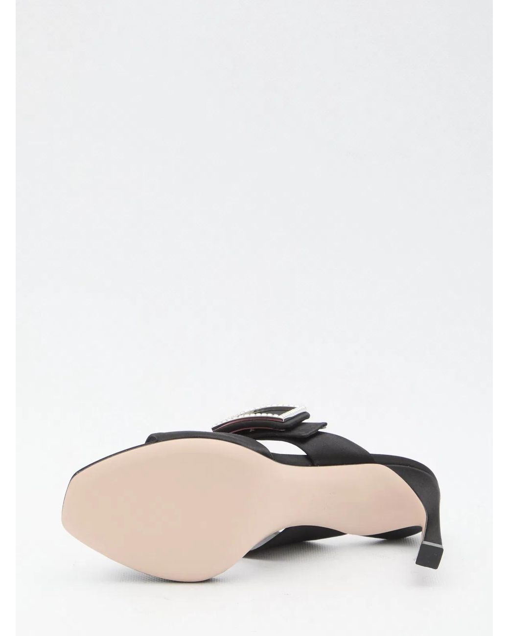 Roger Vivier Black Trompette Satin Mules