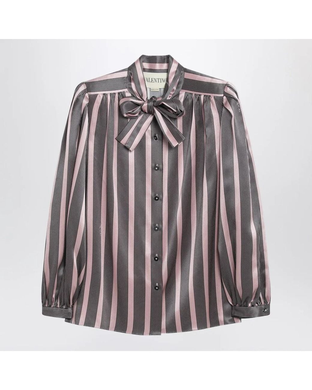 Valentino Pink Striped Crepe De Chine Shirt