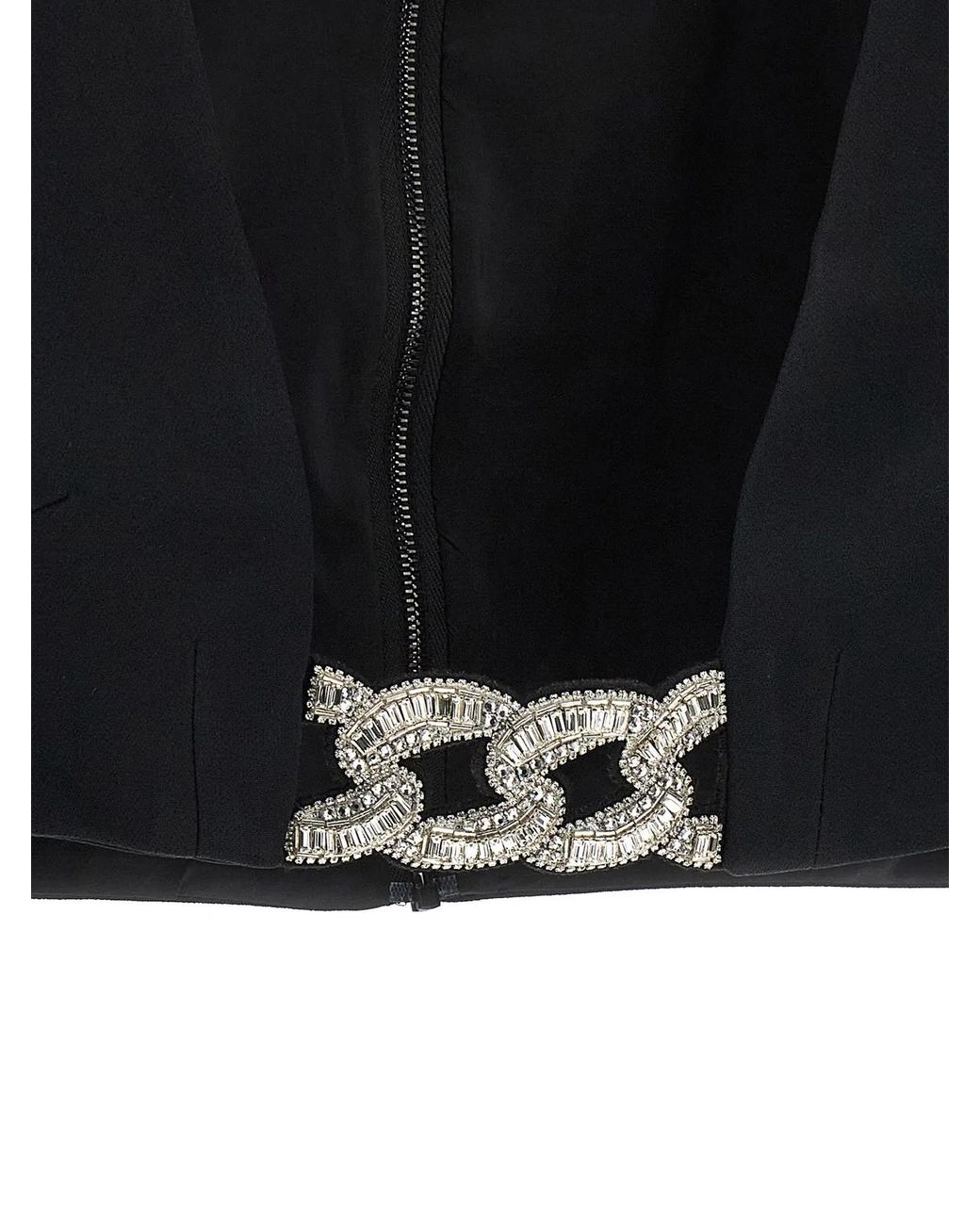 David Koma Black 3D Crystsal Chain And Square Neck' Top
