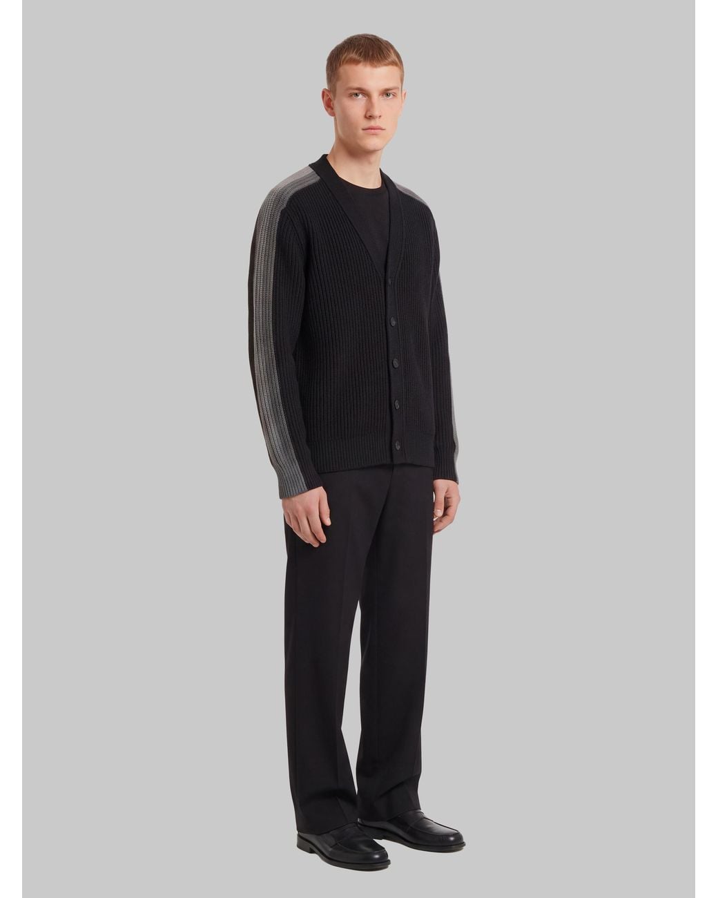 Gucci Blue Ribbed Wool Cardigan With Web for men